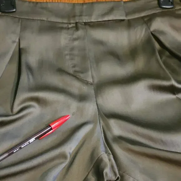 Emporio Armani Women’s Silk Blend Pleated Wide Leg Pants 46 (US 12) Brown Italy - Picture 6 of 11